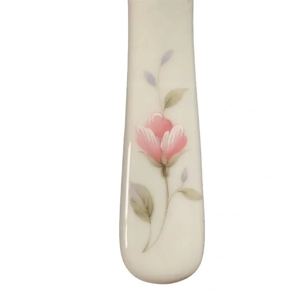 VINTAGE Porcelain White Spatula with Floral Motif